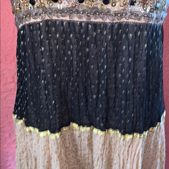 OOAK Handmade Embellished Metallic Boho Tier Dress - Picture 5 of 10